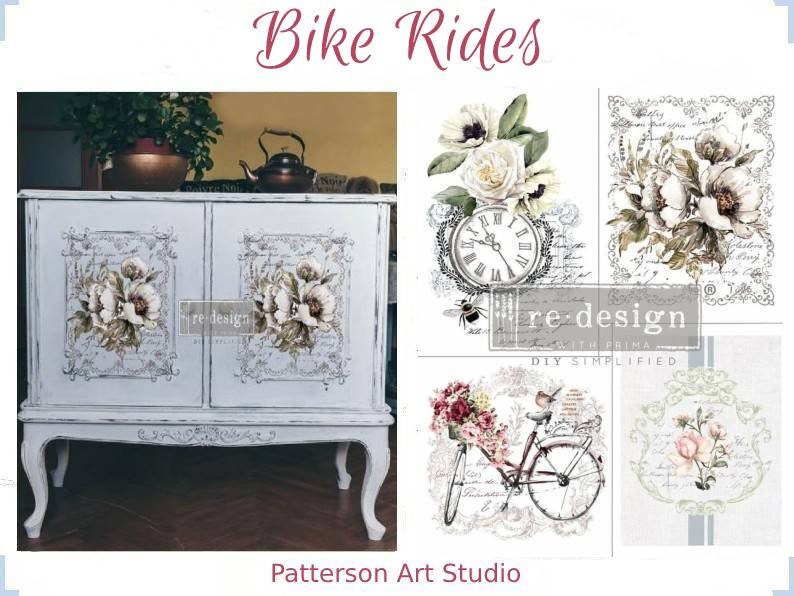 Rub on Furniture Transfer, Furniture Decal, Redesign with Prima, Bike Rides 24" x 35"