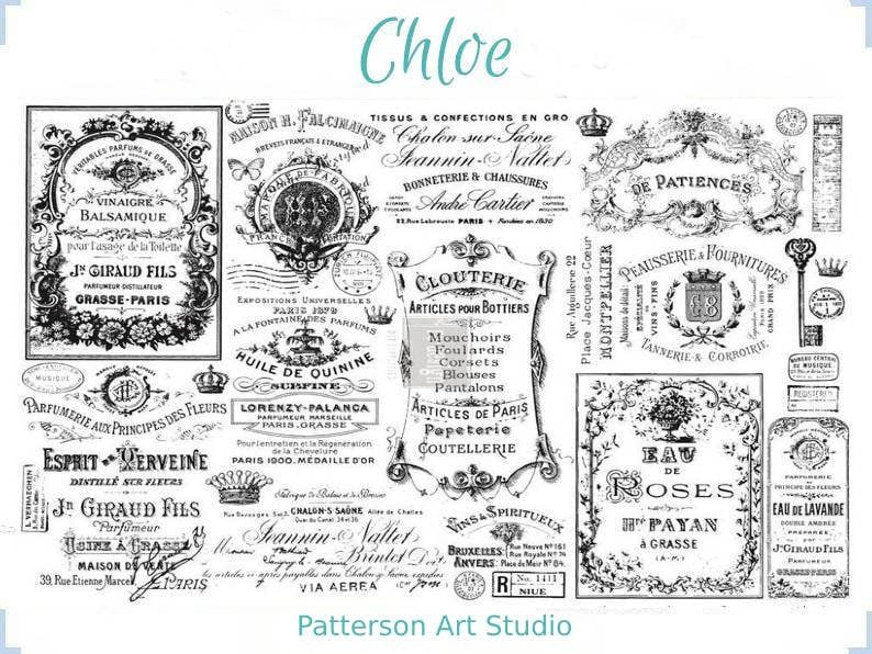 Vintage Label paper -Redesign with Prima - Decoupage Mulberry tissue Paper - CHLOE 19"x30"