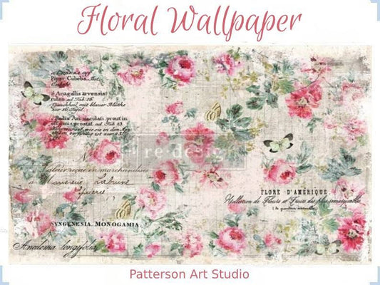 Redesign with Prima Decoupage Decor tissue Paper -  Floral Wallpaper 19"x30 - Same Day Shipping!