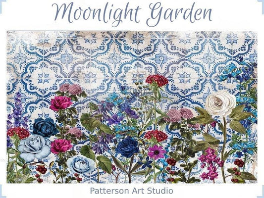 Redesign with Prima Decoupage Decor Rice Paper Moonlight Garden 11.5"x16.25"