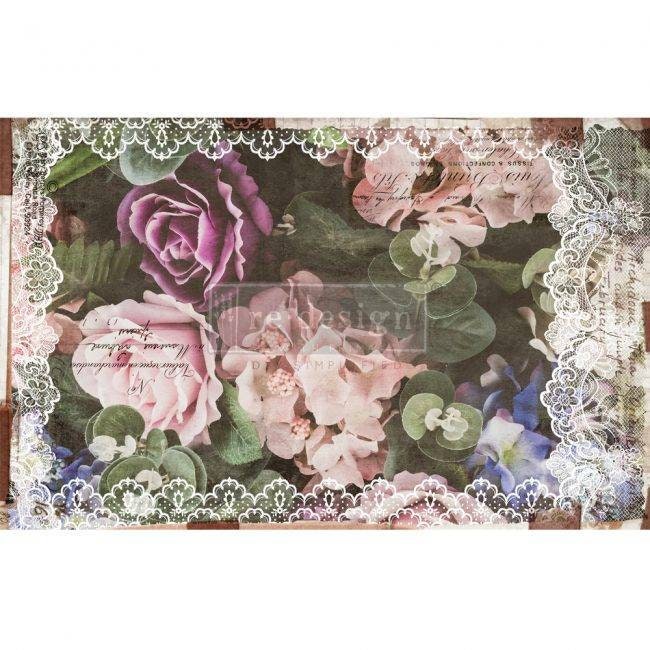 Redesign with Prima -  Decoupage Decor Tissue Paper -  DARK LACE FLORAL 19"x30"