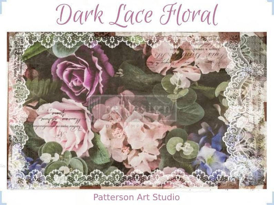 Redesign with Prima -  Decoupage Decor Tissue Paper -  DARK LACE FLORAL 19"x30"