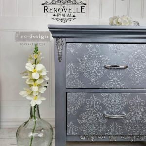 Redesign with Prima Reusable Furniture Decor Stencil - FLOURISH EMBLEM 13.5"x 9"