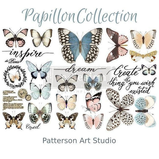 New! PAPPILION COLLECTION - Redesign with Prima Rub on Furniture Small Butterfly Transfer decal, 3 Sheets!