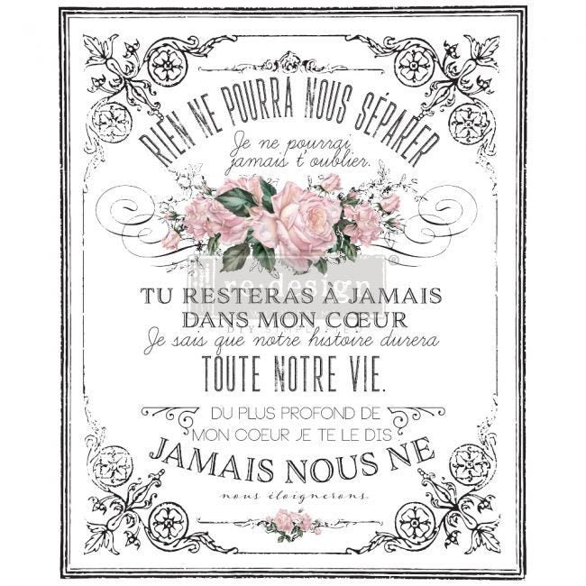 Rub on French Furniture Transfer, Paris Floral Furniture Decal, Redesign with Prima, My Heart   24" x 35"