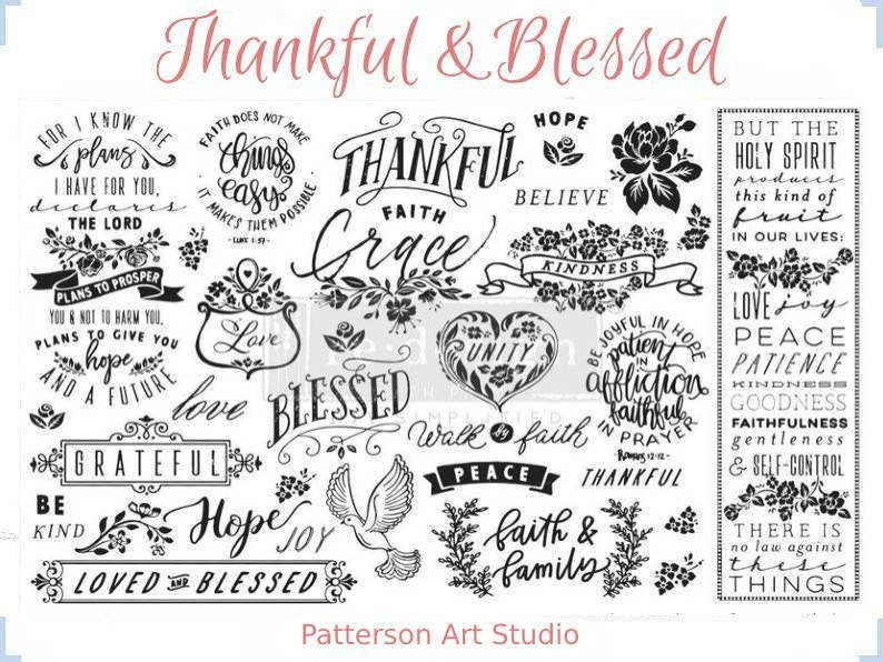 Redesign with Prima Decoupage Tissue Paper THANKFUL & BLESSED 19"x30"