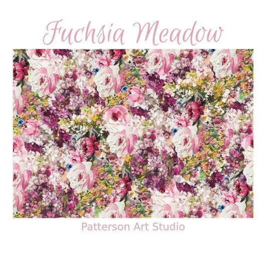 Redesign with Prima Decoupage Floral Decor Rice Paper Fuchsia Meadow 11.5"x16.25"