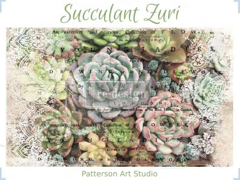 Redesign with Prima Decoupage Decor tissue Paper Succulant Zuri 19"x30"