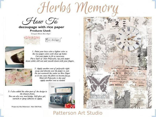 Redesign with Prima Decoupage Butterflies and Botanical Decor Rice Paper Herbs Memory 11.5"x16.25"