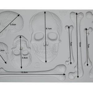 Redesign with Prima - Finnabair Imaginariam - Silicone Mould - SKULL & BONES - 5" X8"