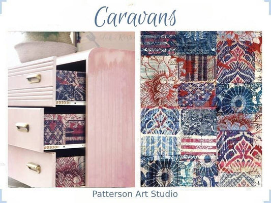 Rub on Furniture Transfer, Boho Americana Furniture Decal, Redesign with Prima, Caravans 23" x 30"