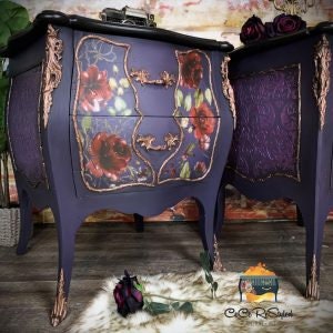 Rub on Furniture Transfer, Furniture Decal, Redesign with Prima, MIDNIGHT FLORAL 23" x33"