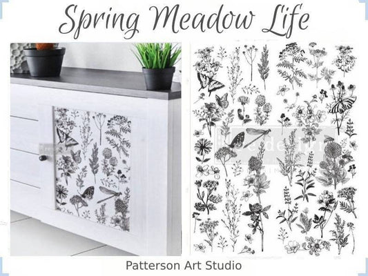 Rub on Furniture Transfer, Furniture Decal, Redesign with Prima, Spring Meadow Life 22" x30"