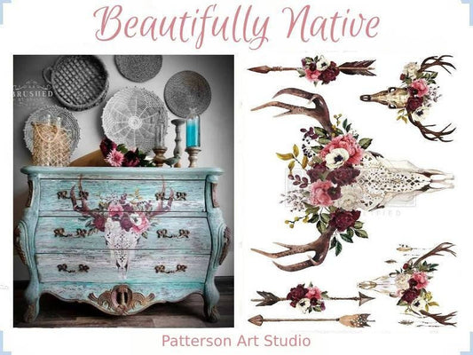 Rub on Furniture Transfer, Boho  Furniture Decal, Redesign with Prima, Beautifully Native 24"x 34"