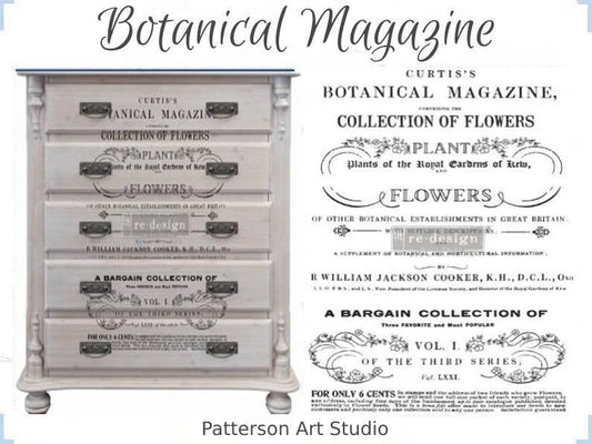 New! Rub on French Furniture Transfer,  Furniture Decal, Redesign with Prima, Botanical Magazine 24" x 35"