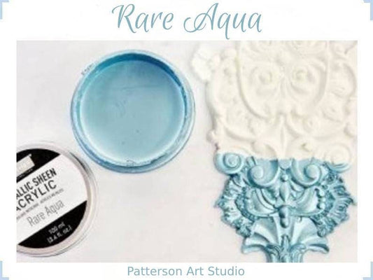 New! Metallic Sheen Acrylic Paint - RARE AQUA - Re-Design with Prima - for Furniture, Decor, Art Stenciling Silk Screening and More