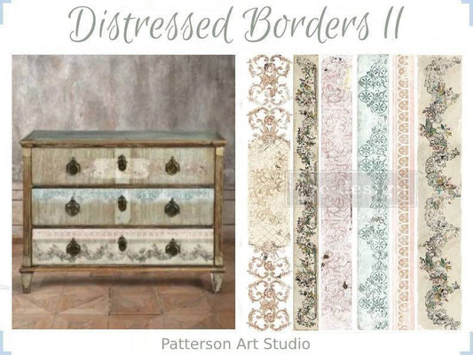 New! Rub on Furniture Transfer, Furniture Decal, Redesign with Prima, Distressed Borders II 24" x 35"