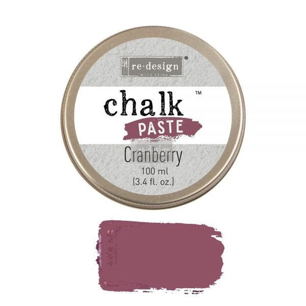 Chalk Paste - CRANBERRY - Re-Design with Prima - for Stenciling  Silk Screening and More 3.4 fl. oz.