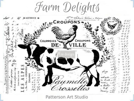 Rub on Furniture Transfer, Farmhouse Decal, Redesign with Prima, Farm Delights 24" x35"