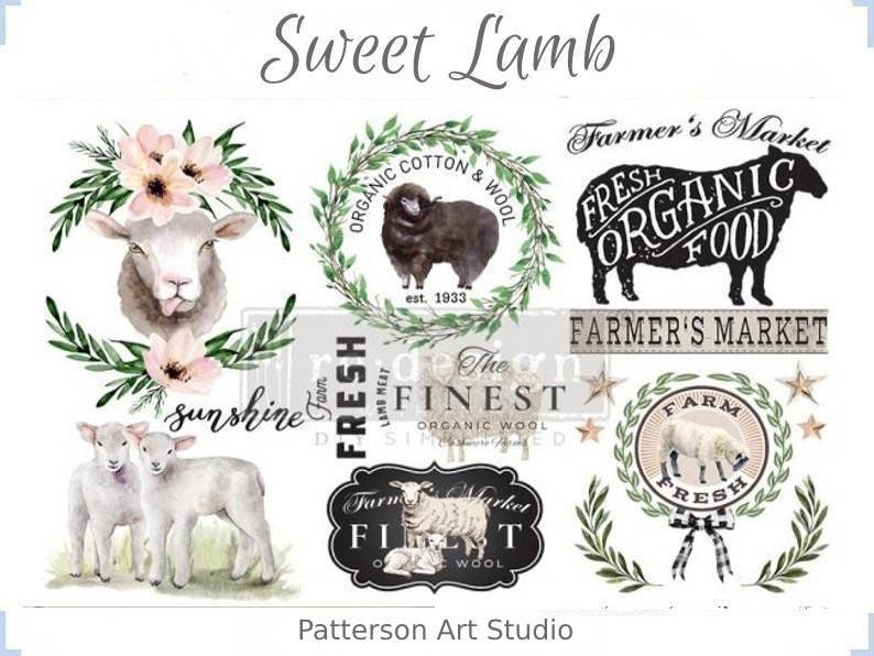 New - Sweet Lamb - Redesign with Prima - Rub on Small Transfer for Furniture or Decor