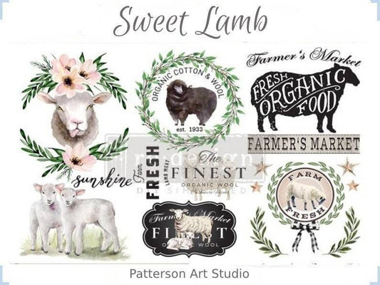 New - Sweet Lamb - Redesign with Prima - Rub on Small Transfer for Furniture or Decor