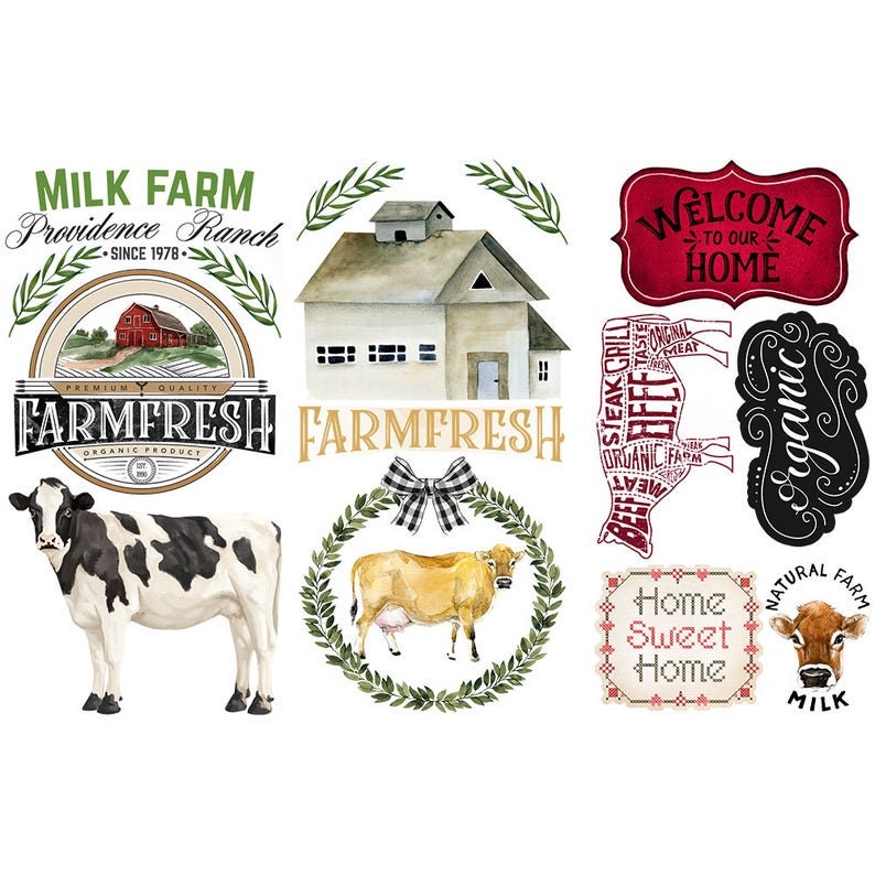 New - HOME & FARM - Redesign with Prima - Rub on Small Farmhouse Transfer for Furniture or Decor