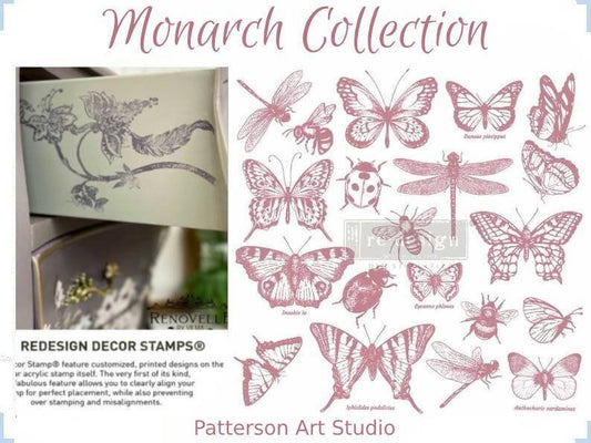 Redesign with Prima 12 x12 Clear Cling Decor Stamp - Monarch Collection