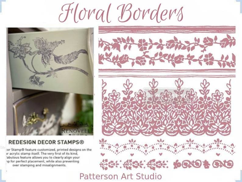 New! Floral Borders - Redesign with Prima 12 x12 Clear Cling Decor Stamp