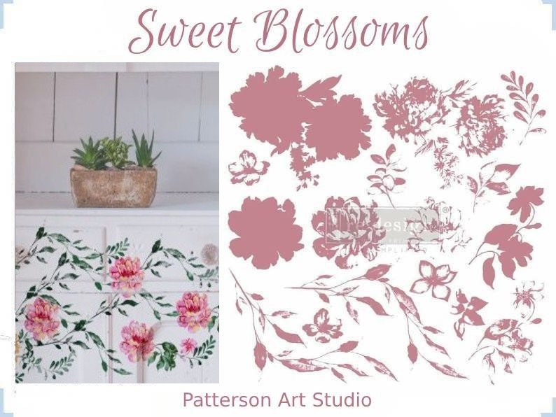 Redesign with Prima 12 x12 Clear Cling Decor Stamp - Sweet Blossoms