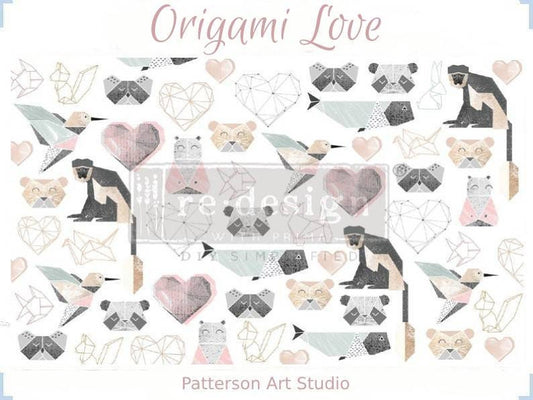 NEW! Redesign with Prima -  Decoupage Decor tissue Paper - ORIGAMI LOVE - 19"x30"