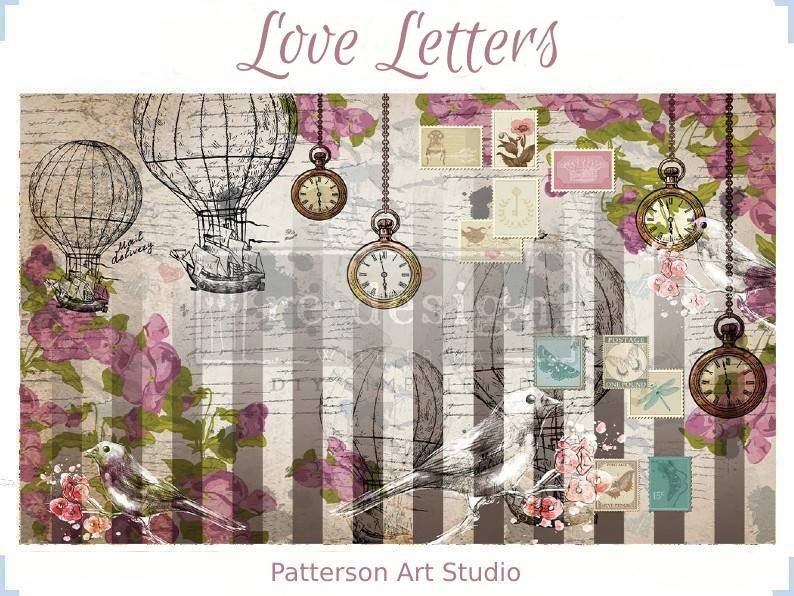 New! Redesign with Prima Decoupage Decor tissue Paper - CeCe LOVE LETTERS 19"x30"