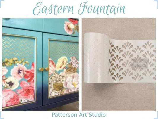 Redesign with Prima - Reusable Furniture Stick and Style Decor Stencil Roll - Eastern Fountain 4" x 15 yards