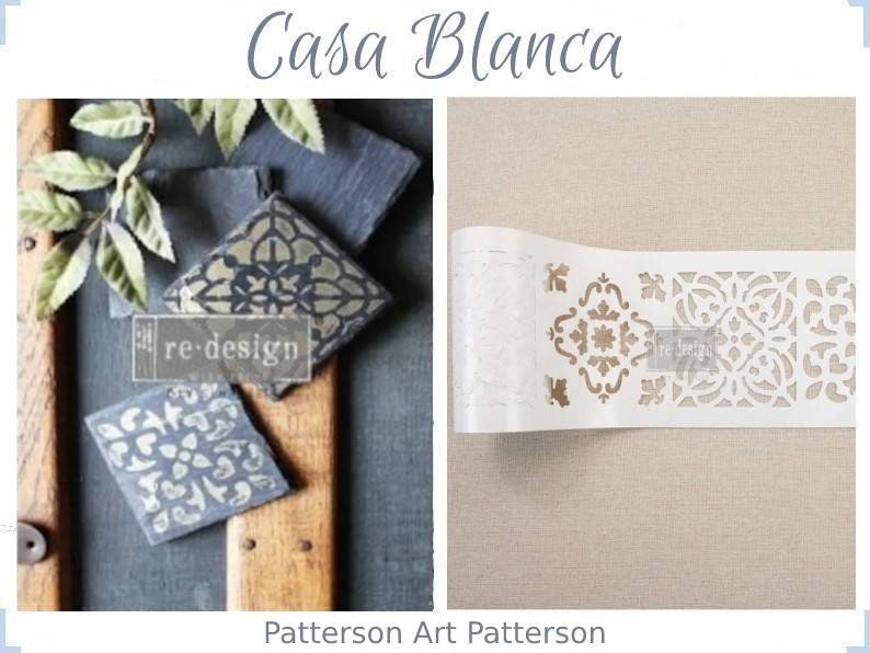 Redesign with Prima - Reusable Furniture Stick and Style Decor Stencil Roll - CASA BLANCA TILE 4" x 15 yards