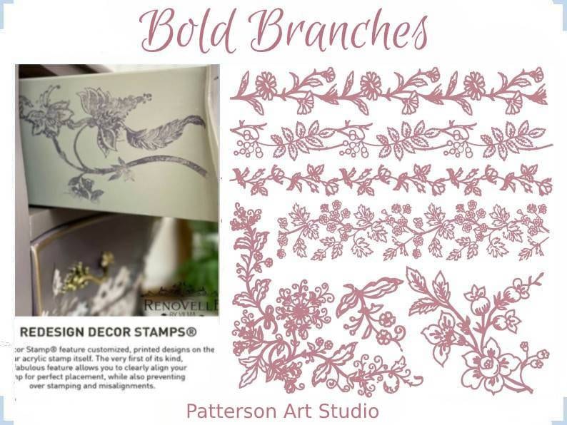 Redesign with Prima - 12 x12 Clear Floral Vine and Branch Stamp - BOLD BRANCHES