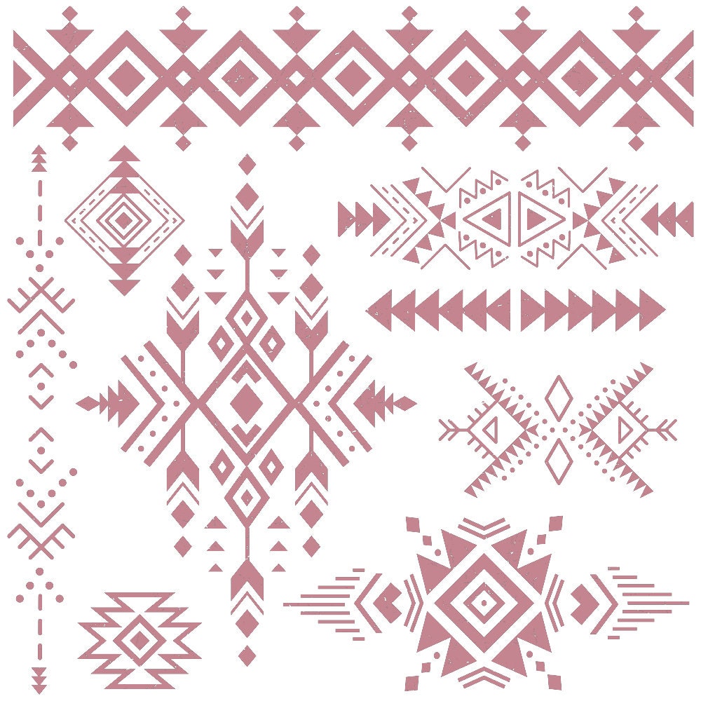 Redesign with Prima -  12 x12 Clear Cling Border and Accents Stamp - TRIBAL PRINTS