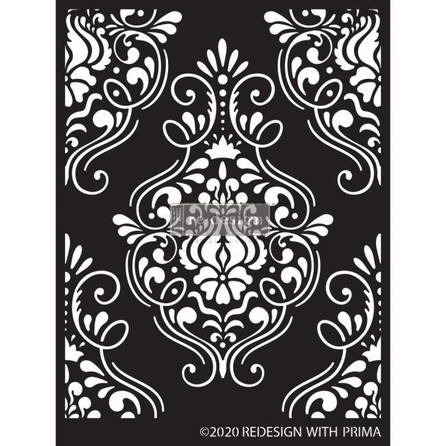 Redesign with Prima Reusable Furniture Decor Stencil - FLOURISH EMBLEM 13.5"x 9"