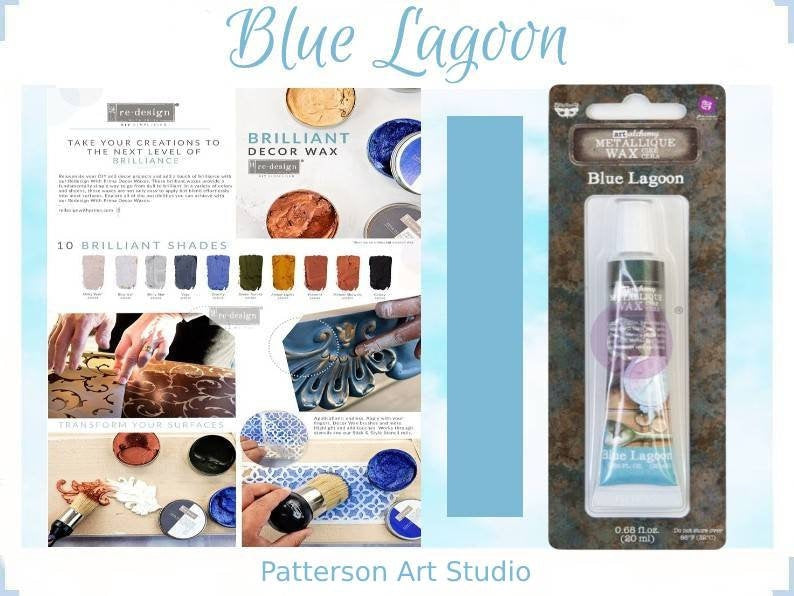 Art Alchemy Metallique Wax by Finnabair - BlUE GILDING WAX - metallic Decor Wax for Furniture - Blue Lagoon