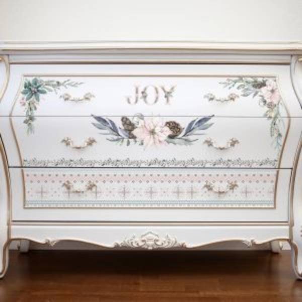 NEW - Holiday Rub on Furniture Transfer, Furniture Decal, Redesign with Prima, SPARKLE And JOY 24" x35"