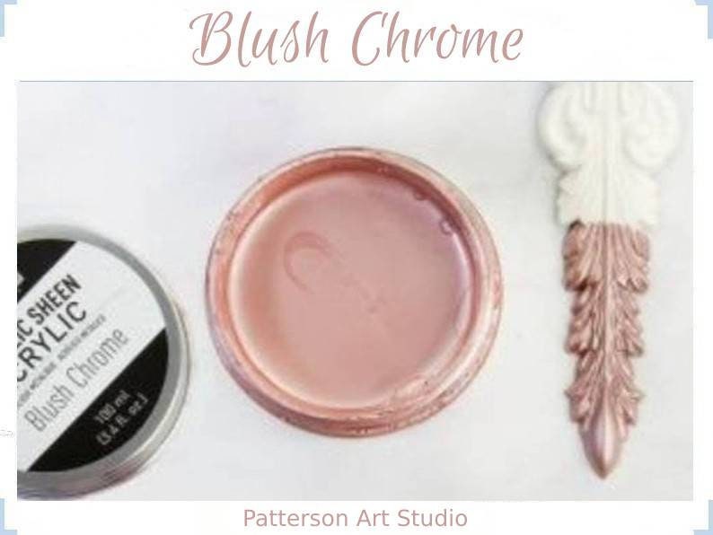 New! Metallic Sheen Acrylic Paint - BLUSH CHROME- Re-Design with Prima - for Furniture, Decor, Art Stenciling  Silk Screening and More