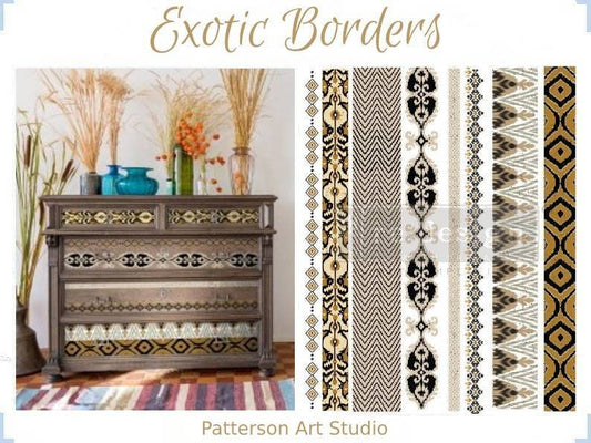 NEW! Rub on Furniture Transfer, Furniture Decal, Redesign with Prima, EXOTIC BORDERS - 24" x35"