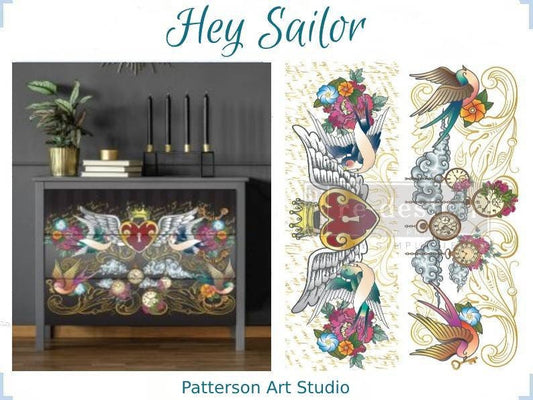 NEW! Rub on Furniture Transfer, Furniture Decal, CeCe for Redesign with Prima, HEY SAILOR - 24" x35"