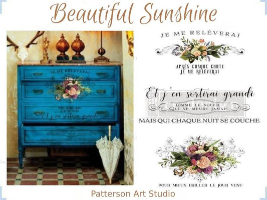 NEW! Rub on Furniture Transfer, Furniture Decal, Redesign with Prima, BEAUTIFUL SUNSHINE - 24" x35"