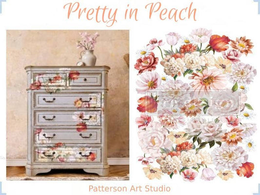 NEW! Rub on Furniture Transfer, Furniture Decal, Redesign with Prima, PRETTY In PEACH 24" x35"