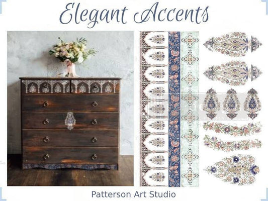 NEW! Rub on Furniture Transfer, Furniture Decal, Redesign with Prima, ELEGANT ACCENTS - 24" x35"