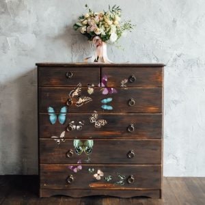 New! BUTTERFLY - Redesign with Prima Rub on Furniture  Small Butterfly Transfer decal,  3 Sheets!