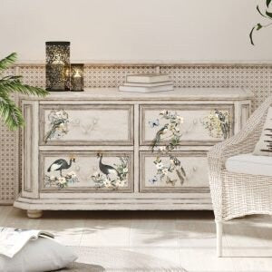 New! RARE BIRDS - Redesign with Prima Rub on Furniture BIRD Small Transfer Decal -  18" x12"