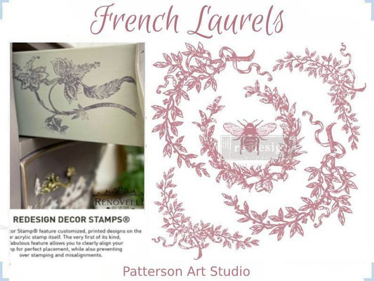 New! French Laurels - Redesign with Prima 12 x12 Clear Cling Decor Stamp