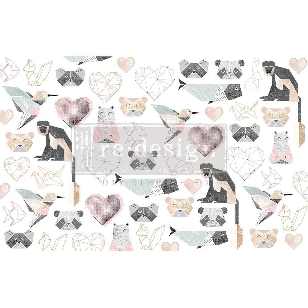 NEW! Redesign with Prima -  Decoupage Decor tissue Paper - ORIGAMI LOVE - 19"x30"