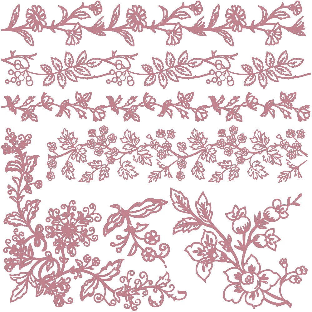 Redesign with Prima - 12 x12 Clear Floral Vine and Branch Stamp - BOLD BRANCHES