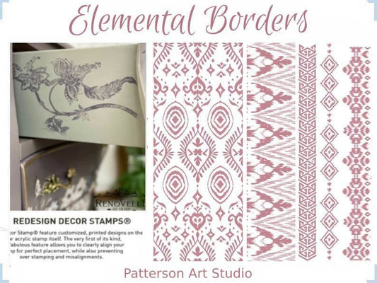 Redesign with Prima -  12 x12 Clear Cling Border and Accents Stamp - ELEMENTAL BORDERS